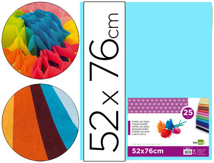 25h. papel seda Liderpapel 52x76cm. 18g/m² celeste